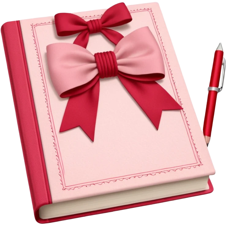 Junk journaling aesthetic book cover, tactile fabric textures, classic framing
Red yarn bow as focal point, soft shadows, calm pastel pink backdrop
Elegant, cozy, artistic, high-end print design emoji