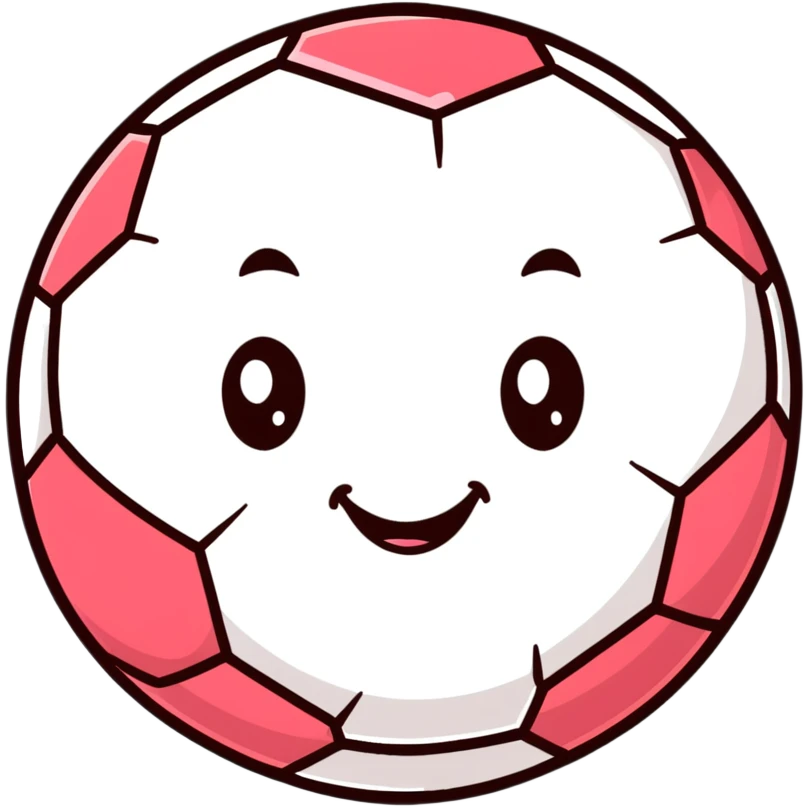 A cheerful soccer ball with a happy face and rosy cheeks emoji