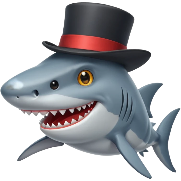 Shark with a top hat emoji