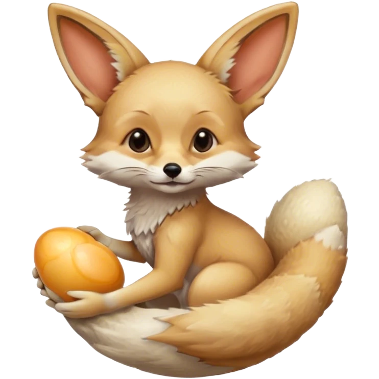 fennec carrying an unpeeled egg emoji
