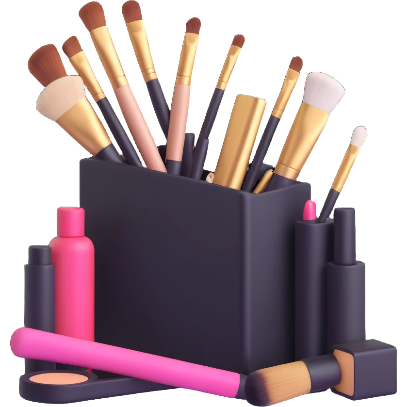 Makeup tools and products standing emoji