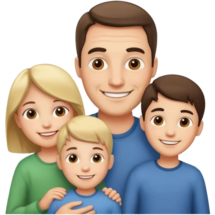 нарисую папу с 4 детьми emoji