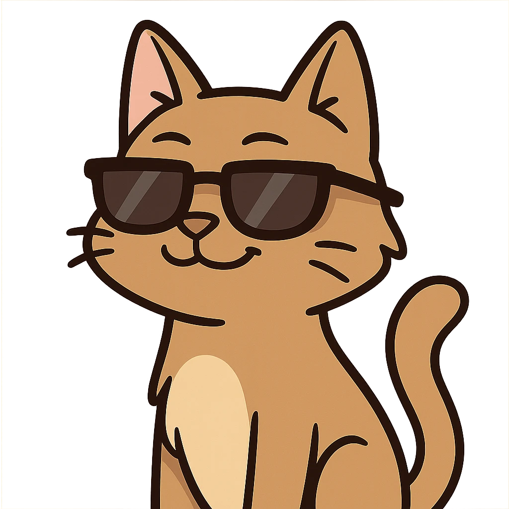 flat toon style cat wearing sunglasses emoji