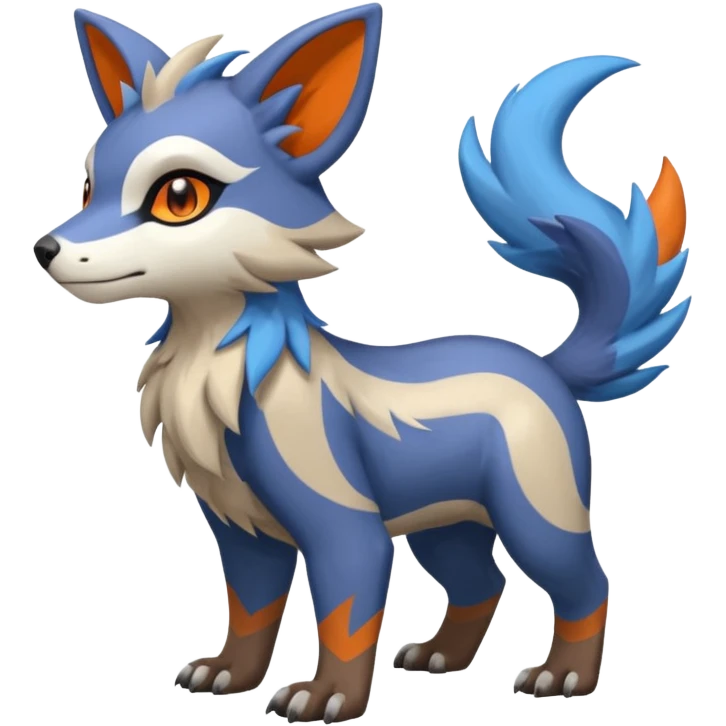 Shiny Brown with Beige, Orange, And Blue Linoone-Absol-Trico-Hybrid (Full body) emoji