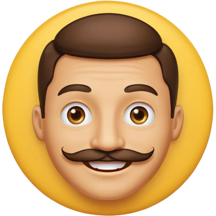 Happy yellow circular face of a posh male with a mustache emoji