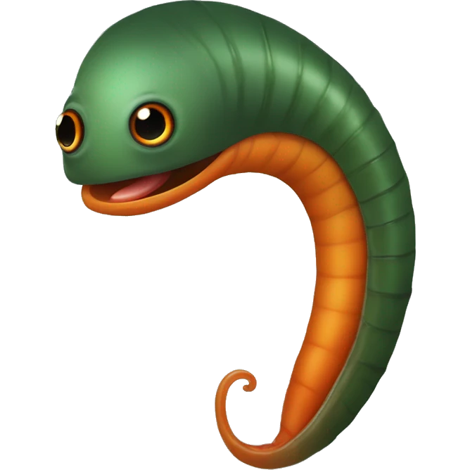 Eight-eyed Dark green and orange medicinal leech with oral suction and caudal suction emoji