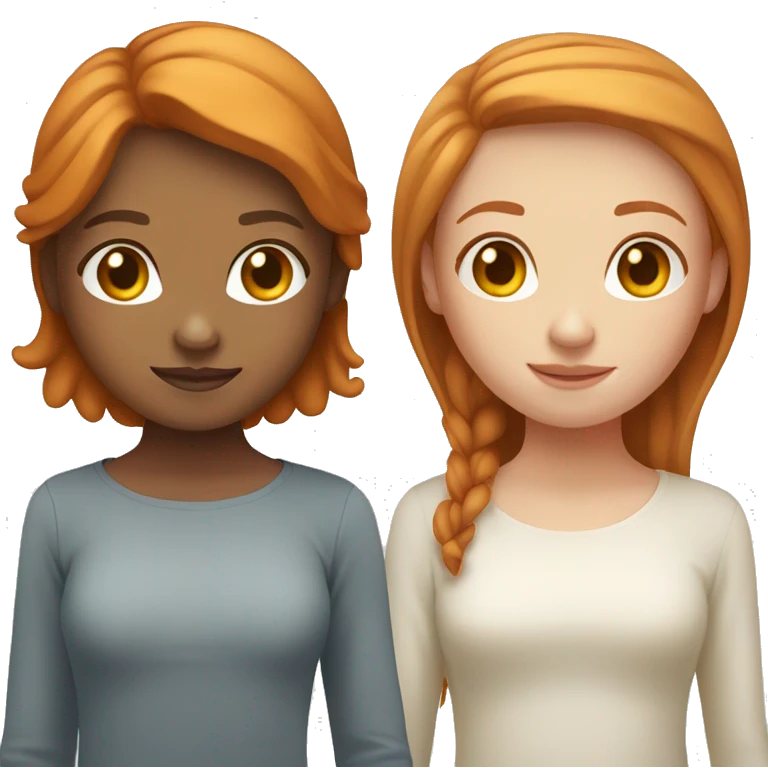 Ginger hair girl next to light Brown hair girl emoji