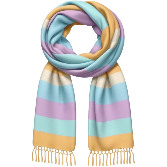 Realistic pastel horizontally thick-striped gradients winter scarf isolated. emoji
