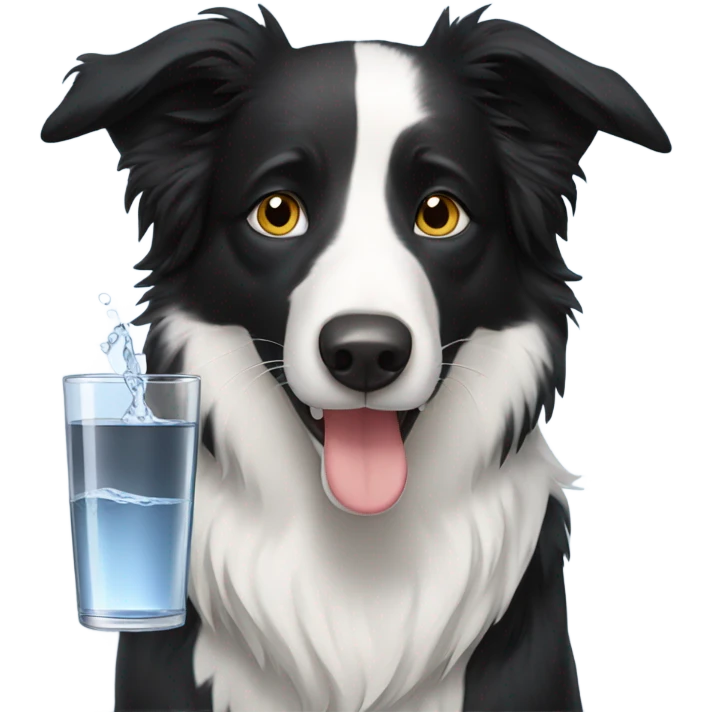 Border collie drink water emoji