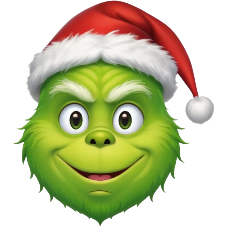 The Grinch with a Santa hat and max emoji