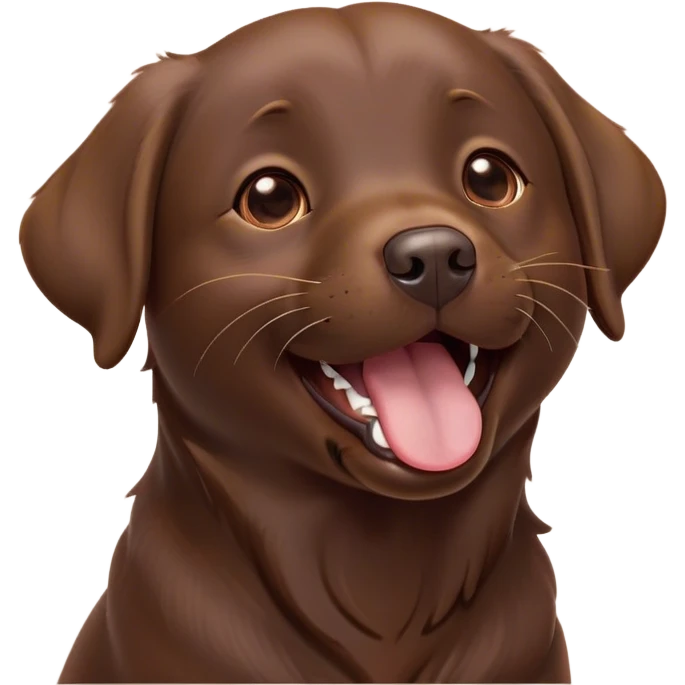Cinematic Cute Yawning Chocolate Labrador Portrait Emoji, Head tilted slightly with a dramatic, wide-open yawn, showcasing a smooth chocolate Fur with a velvety texture, floppy ears slightly drooping, round brown eyes barely open in drowsy contentment, Simplified yet irresistibly adorable features, highly detailed, glowing with a soft, cozy glow, high shine, relaxed yet expressive, stylized with a touch of whimsy, bright and endearing, soft glowing outline, capturing the essence of a sleepy yet affectionate companion, so drowsy it feels like it could stretch out of the screen and curl up for a nap! emoji