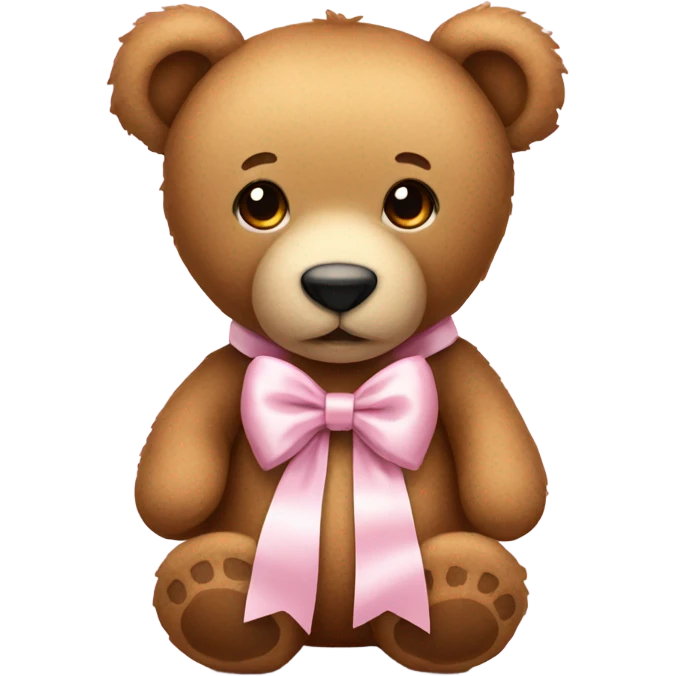 Teddy bear with light pink bow  emoji