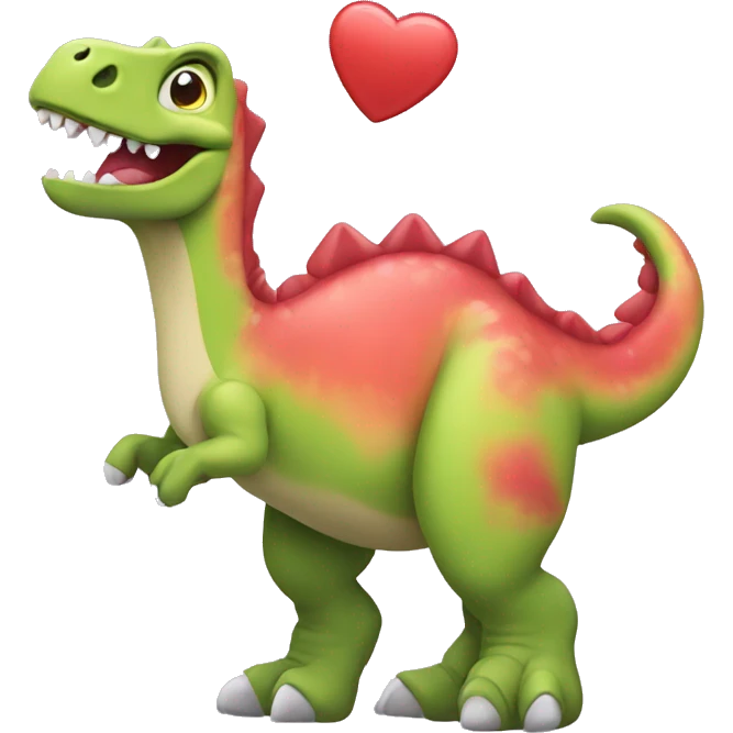 Dinosaur with hearts emoji