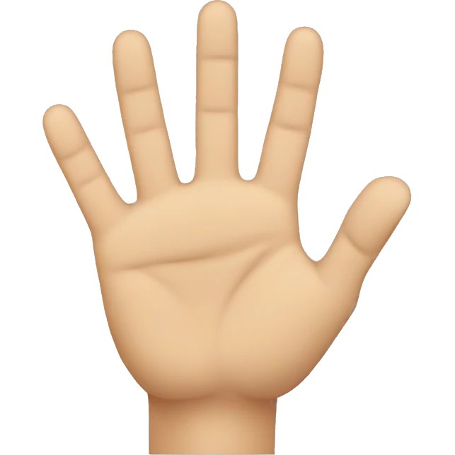 raised left hand with 5 fingers in the air with blue shirt emoji