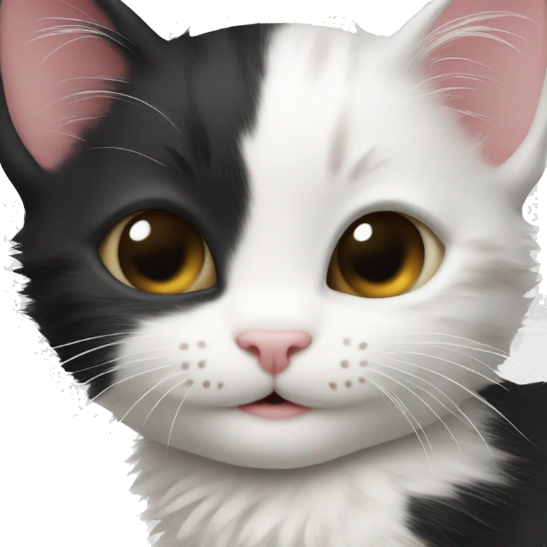 Black and white kitten hugging a white tabby kitten emoji
