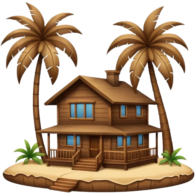 Brown house in Hawaii with palm tree emoji