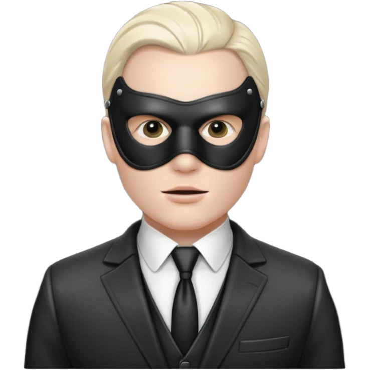 White man in a suit with bdsm mask emoji