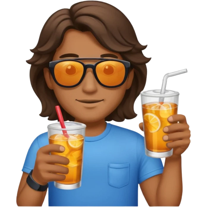 chill guy long curling hair in drink holders with sunglasses emoji