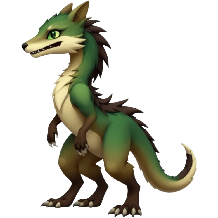 Brown and beige badass elegant wild beautiful natural cute badass epic exotic anthro modern furry 2-legged sergal-vernid-creature, full body, dark-brown-black-gradient pretty hair, green eyes, aesthetic, art by LiLaiRa, art by art by Falvie emoji
