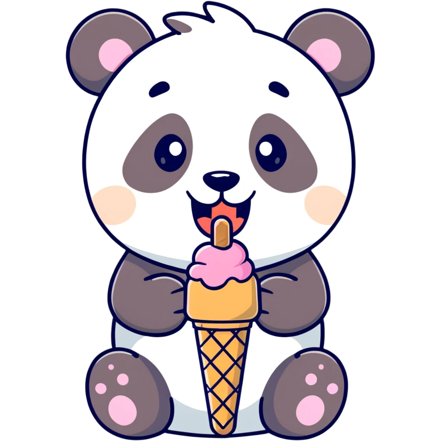 Panda eating ice cream emoji