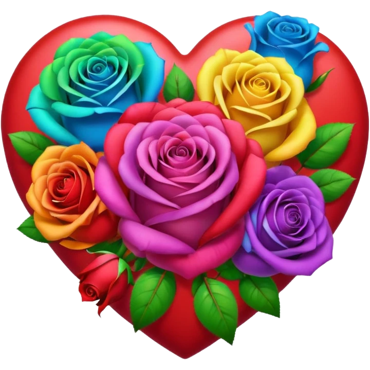 Heart with rainbow colored roses emoji