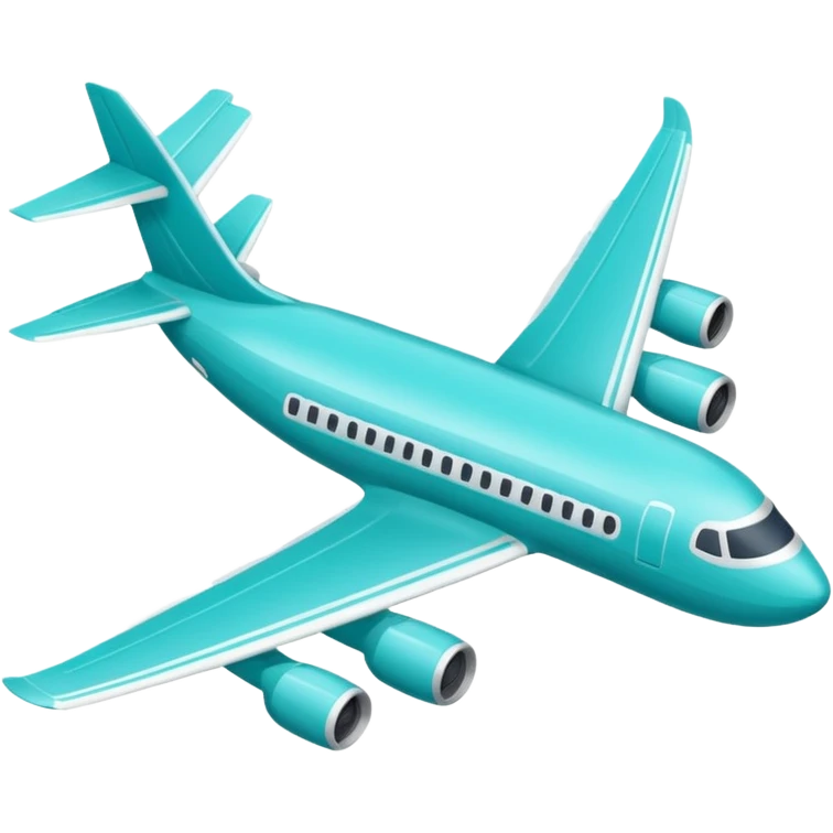 Minimalist outline airplane with elegant wings, monoline icon, thin contour lines, no fill, transparent background, vector style, premium travel emoji, aqua teal #40B2D6 outline, 512x512 emoji