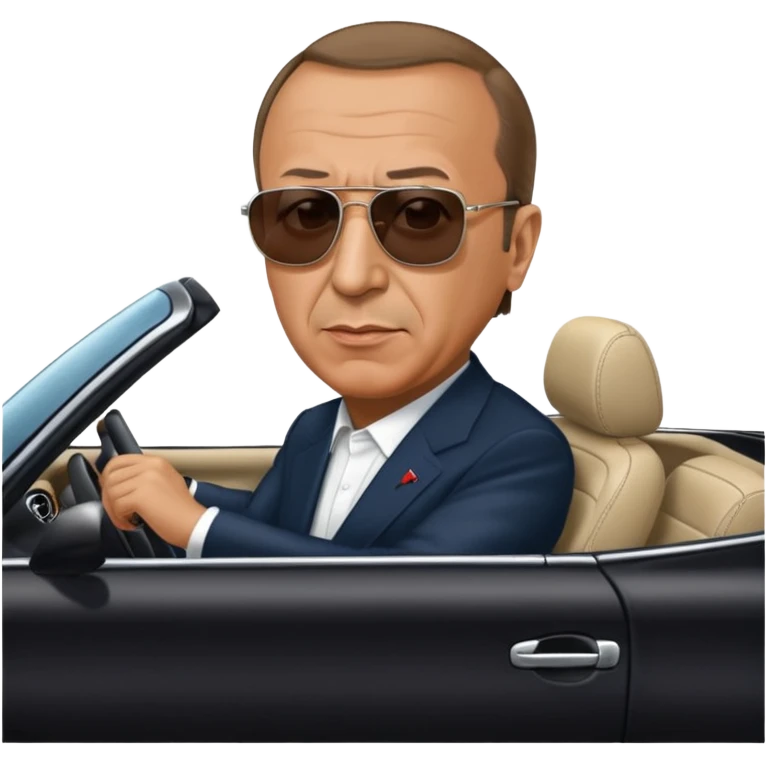 Recep Tayyip Erdoğan araba kullanıyor emoji