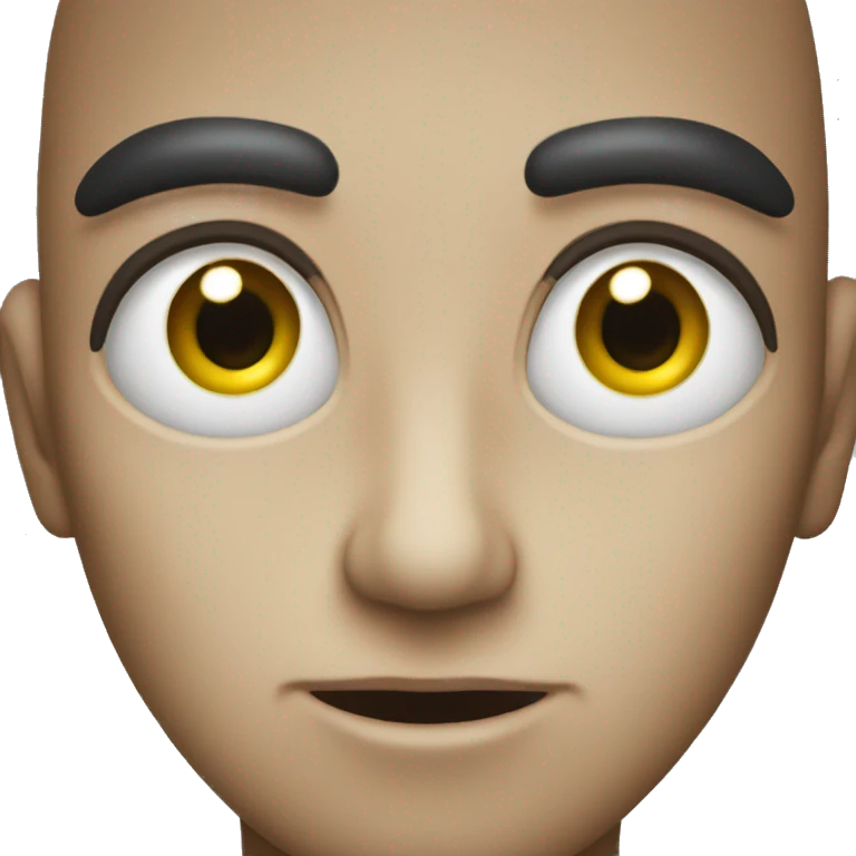 Wide open eyes with straight mouth line emoji