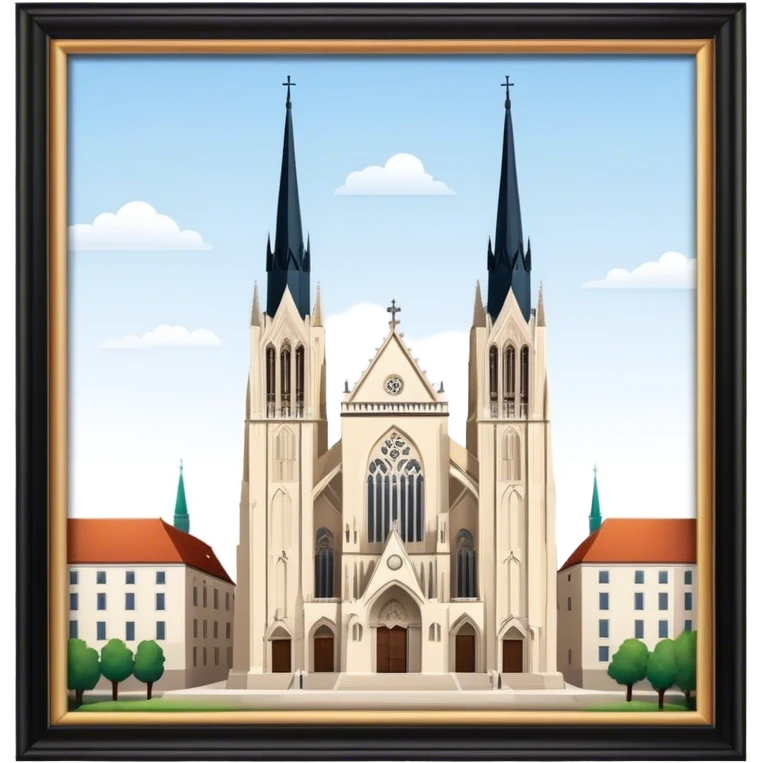 Zagreb Cathedral Landmark Emoji – Depicting its Gothic architecture and twin spires. emoji