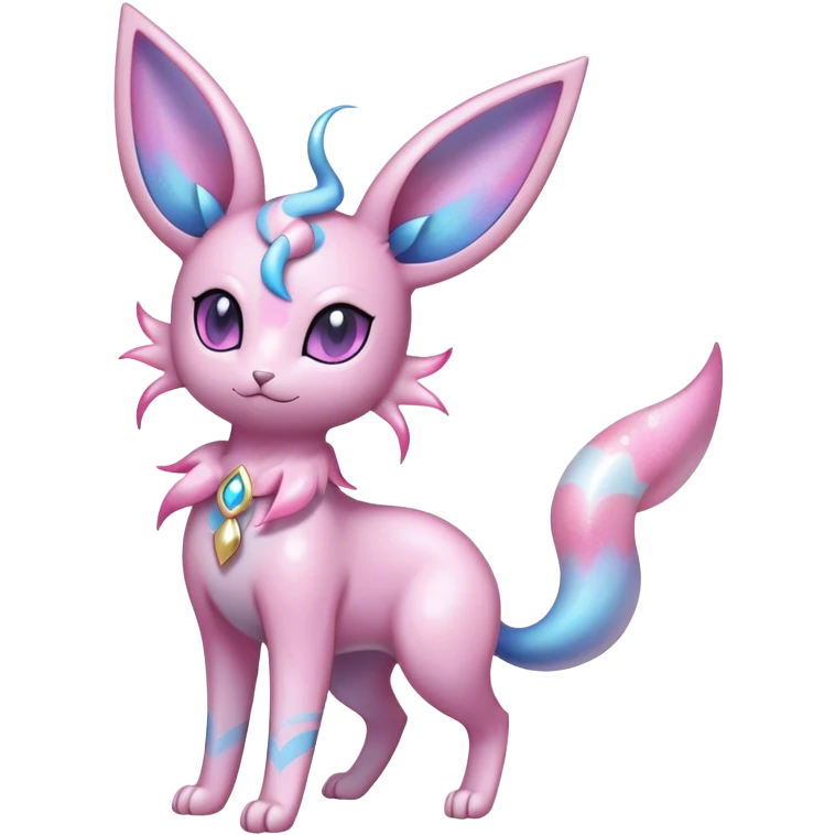 Shiny Cool Sparkly Cute Ethereal Espeon-Sylveon-Fakemon-hybrid-fusion- full body emoji