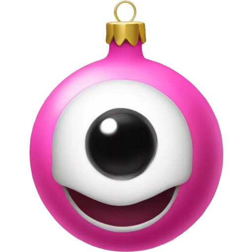 Pink Christmas Ornament. -eyes, face, eyeholes, eye sockets emoji