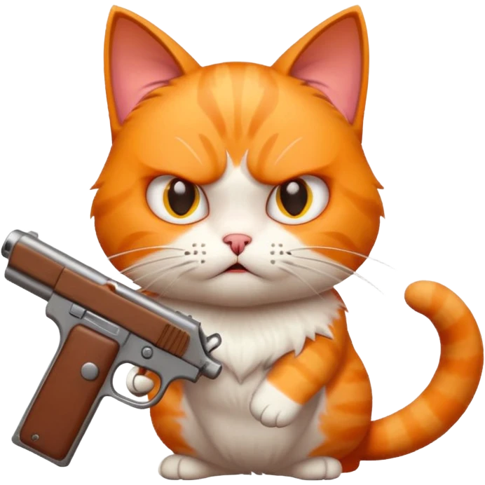 Cat with gun that's very angery emoji