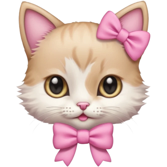 un gatito con un moño rosa emoji