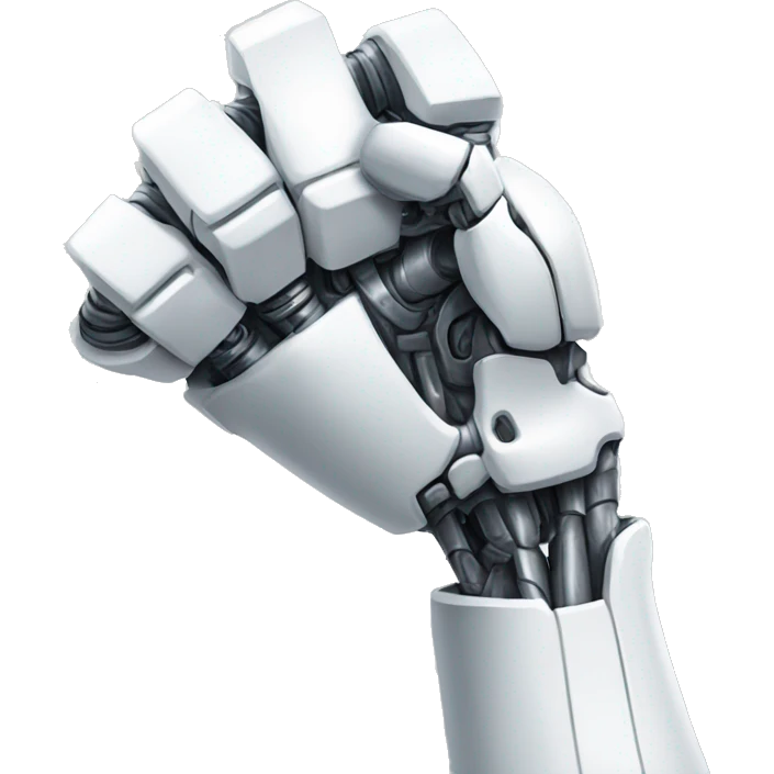 Flexing white mechanical cyborg arm and bicep emoji