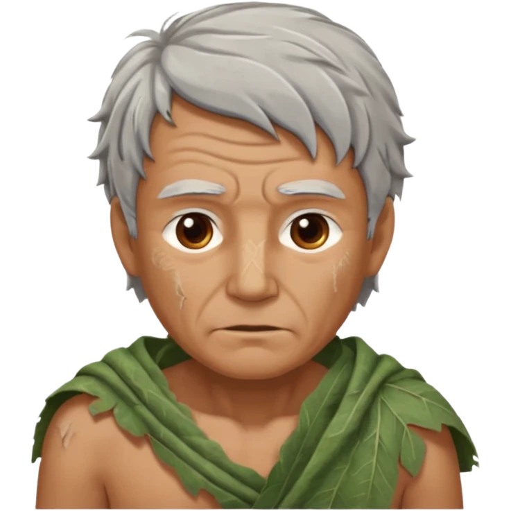ancient man, tattered leaf cloth emoji