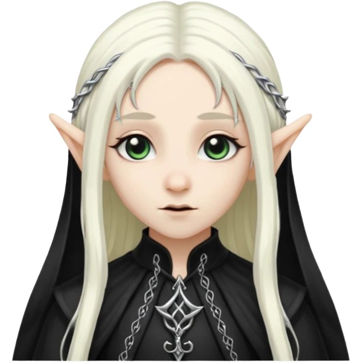 white long hair elf with goth cloth emoji