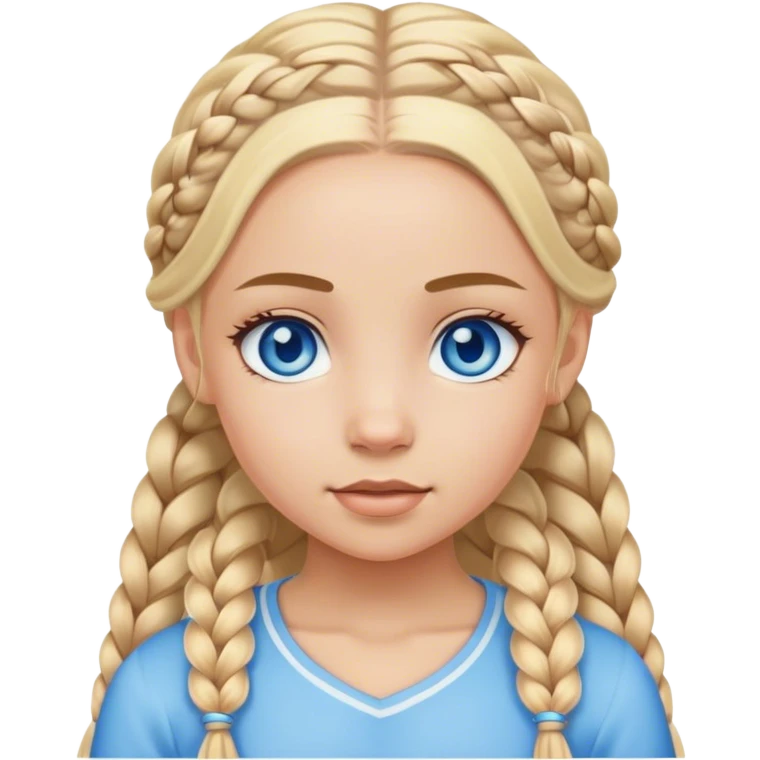 blue eyed girl with blonde braids and light skin tone  emoji