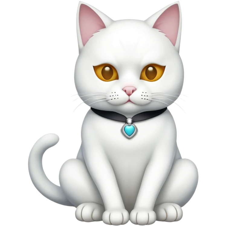 white cat sitting with a mask full body emoji
