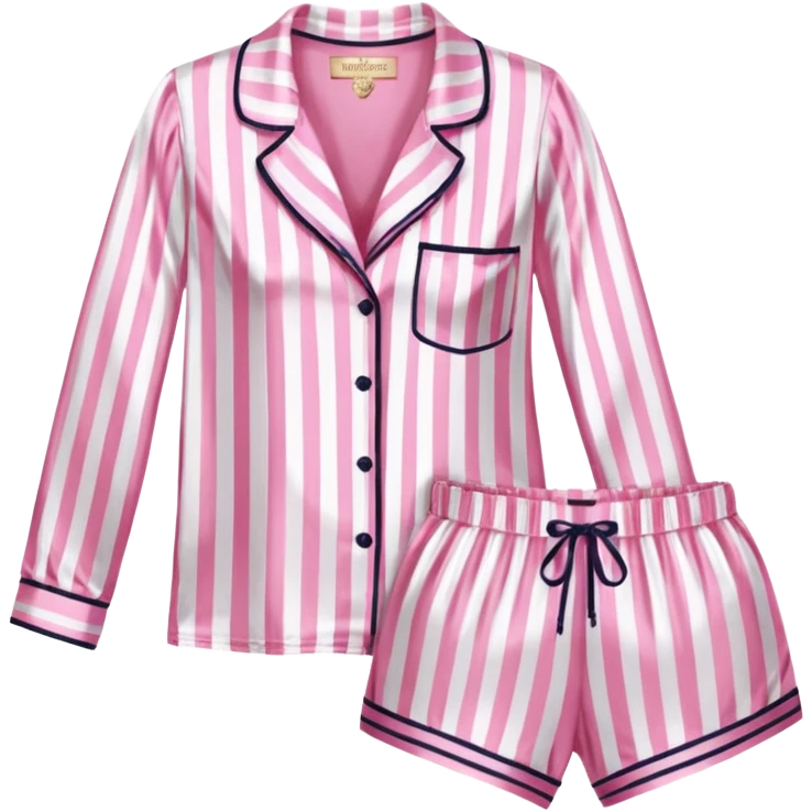Striped pink and white silk Victoria’s Secret pajama set emoji
