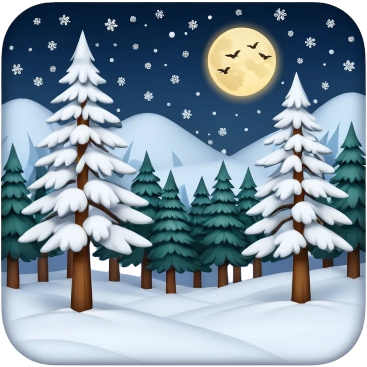 Beautiful snowy night forest emoji