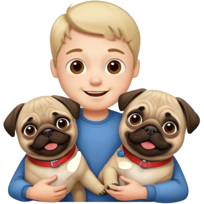 Make a pug and a boy playing  emoji