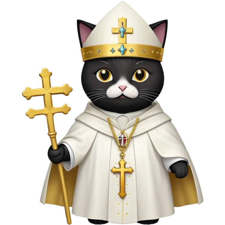 Black Cat  wearing pope clothes emoji