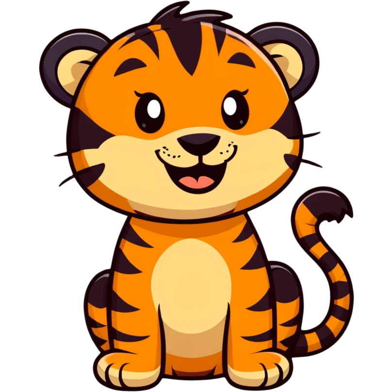 Cartoon tiger with big smile emoji
