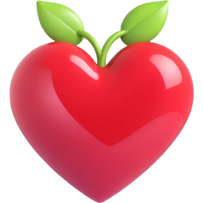 cherry red heart, glossy, 3D effect emoji