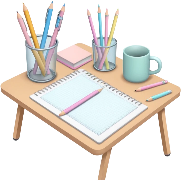 LAPIS , CANETA E REGUA EM TONS PASTEL ESCOLA COM IA E 3D emoji