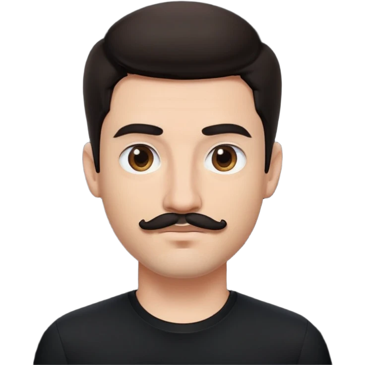 tech bro black shirt small mustache dark hair emoji