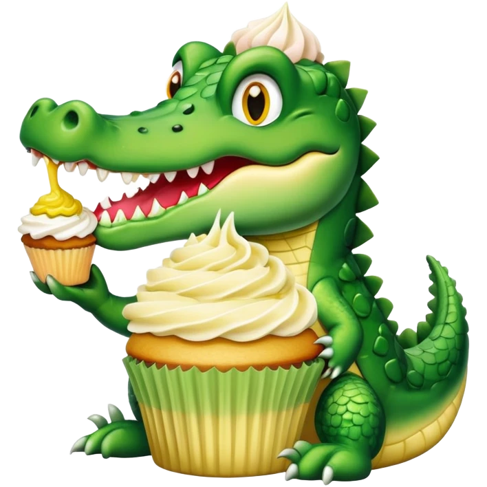 Crocodile eating a cupcake  emoji