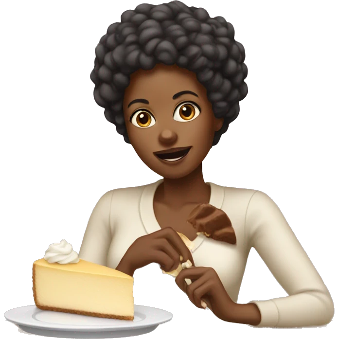 Black woman eating cheesecake emoji
