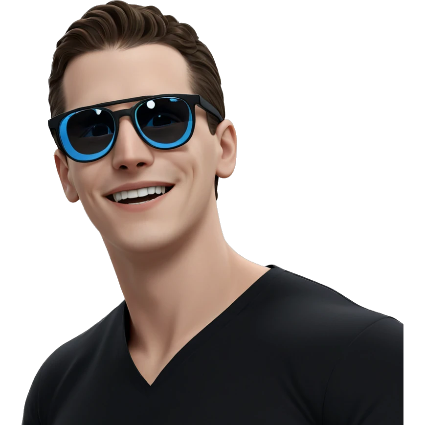 smiling boy in black shirt emoji