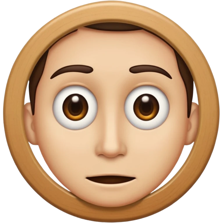 Face with a handle in a circle below it. And a second hand to the side pointing directly out of the screen  emoji
